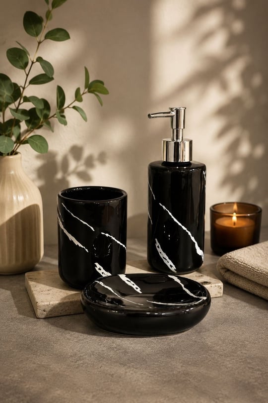 3 Parça Nero Line Black Banyo Seti