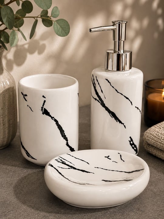 3 Parça Nero Line White Banyo Seti