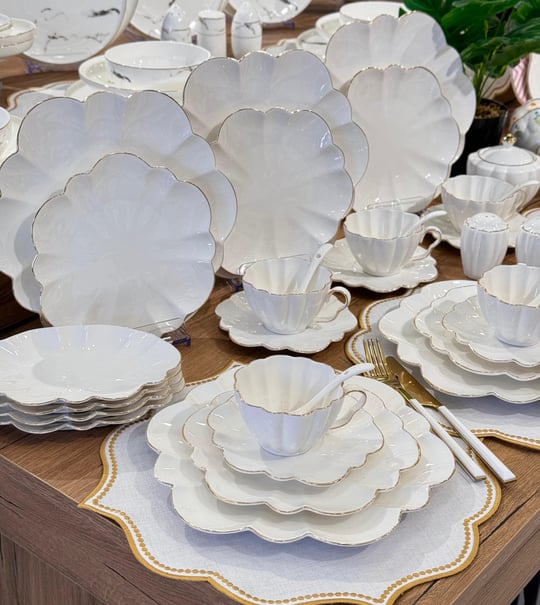 38 Parça Daisy Gold Porselen Kahvaltı Takımı
