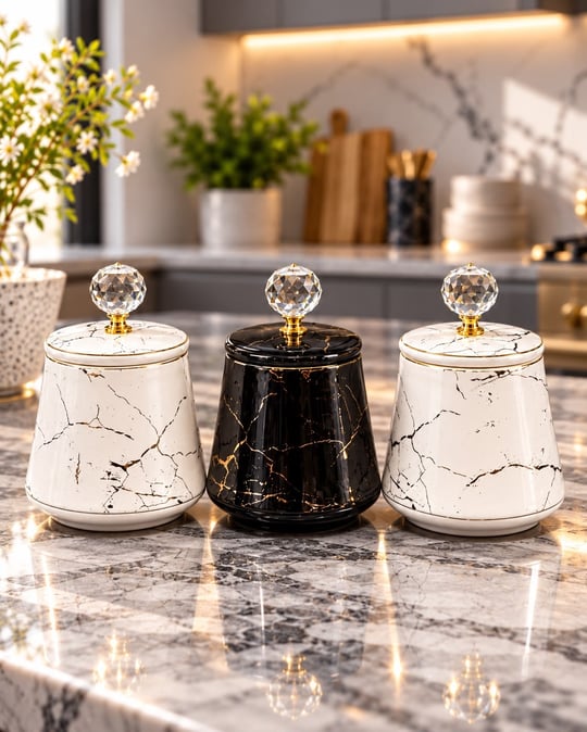 3lü Kristal Taşlı Porselen Baharatlık