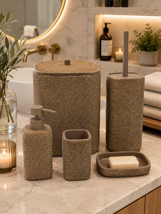 5 Parça Lüx Laduree Loren Brown Banyo Seti