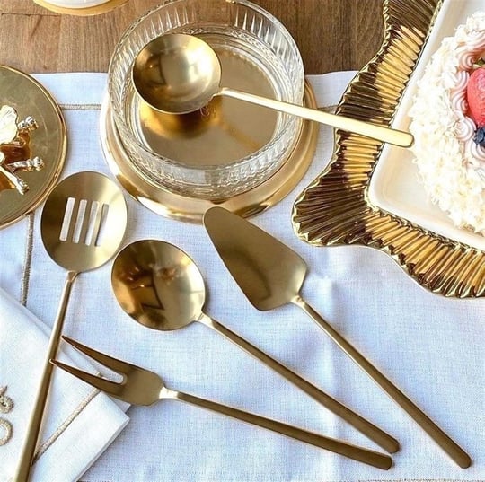 5 Parça Mat Gold  Sos Kepçe Servis Takımı Gold