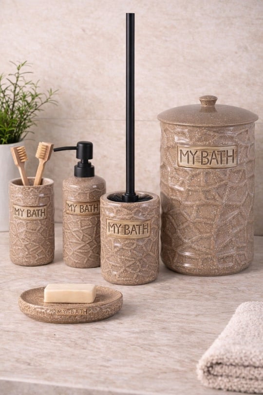 5 Parça Porselen Olivia Banyo Seti 
