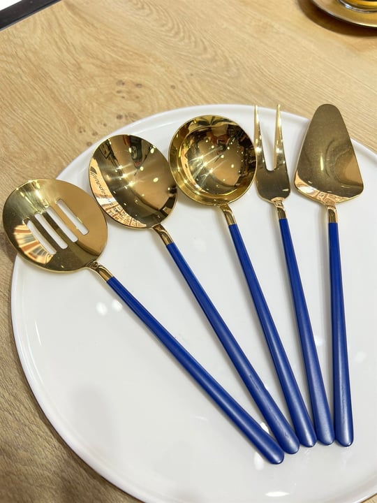 5 Parça Sos Kepçe Servis Takımı Mavi Gold