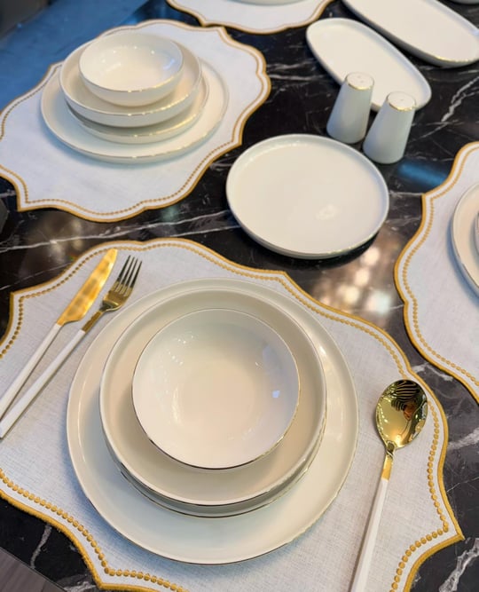 55 Parça Porselen 12 Kişilik Pure Gold Yemek Takımı
