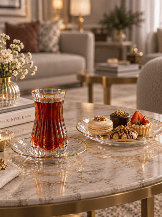 6 Kişilik 12 Parça Çubuk Çay Takımı