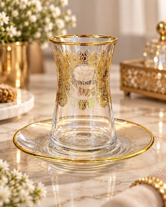 6 Kişilik 12 Parça Venezia Premium Gold Çay Takımı