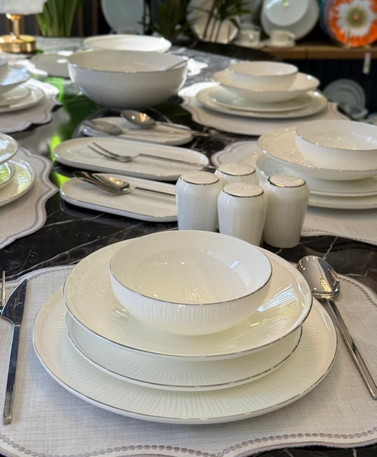 6 Kişilik Platin 32 Parça Porselen Sophia Yemek Takımı