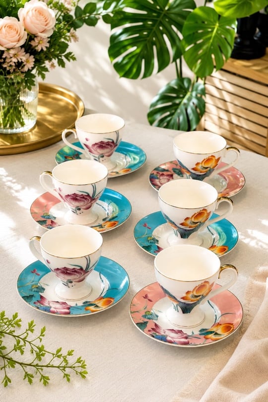 6 Kişilik Porselen Lunara Kahve Fincanı 