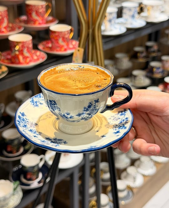 6 Kişilik Porselen Vintage Garden Kahve Fincanı 
