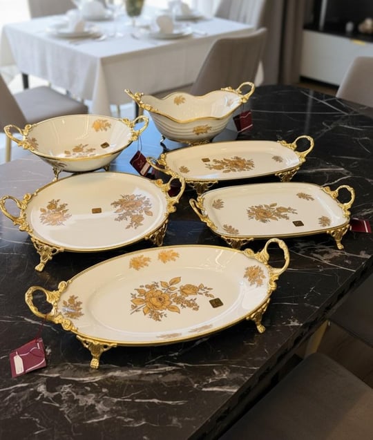 6 Parça Premium Maveran Servis Sunum Tabak Seti