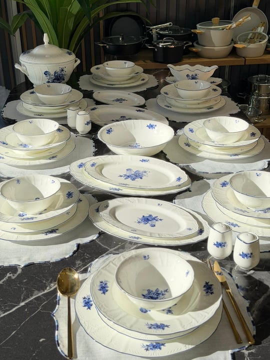 62 Parça 12 Kişilik Porselen Yemek Takımı Blue Garden