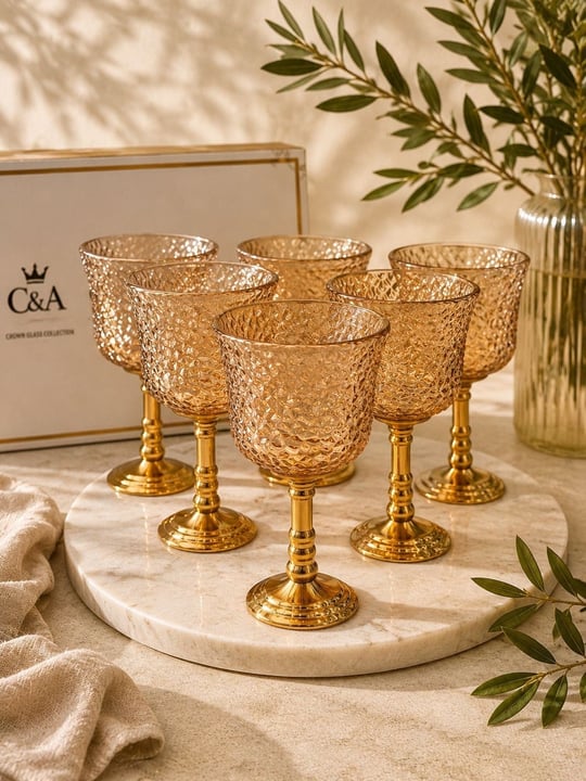6'lı Amber Aurea Gold Ayaklı Kahve Yanı Bardağı