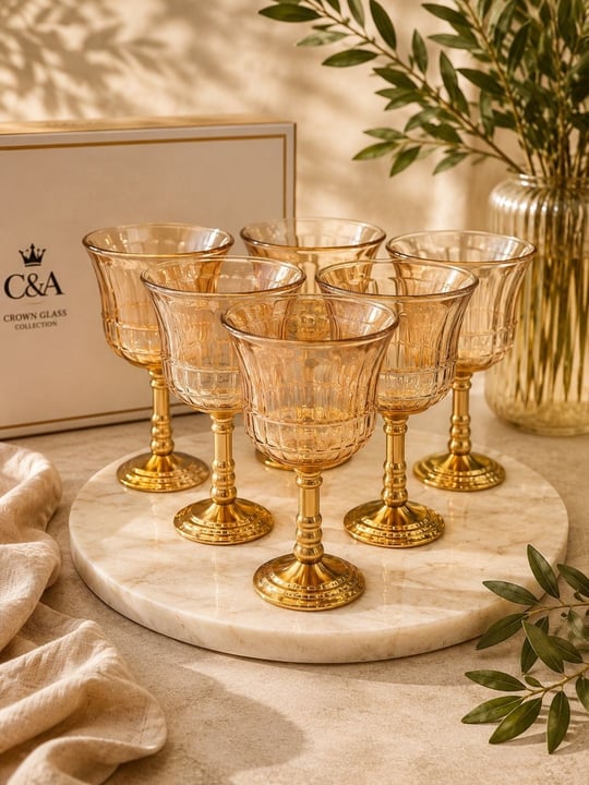 6'lı Amber Elora Gold Ayaklı Kahve Yanı Bardağı