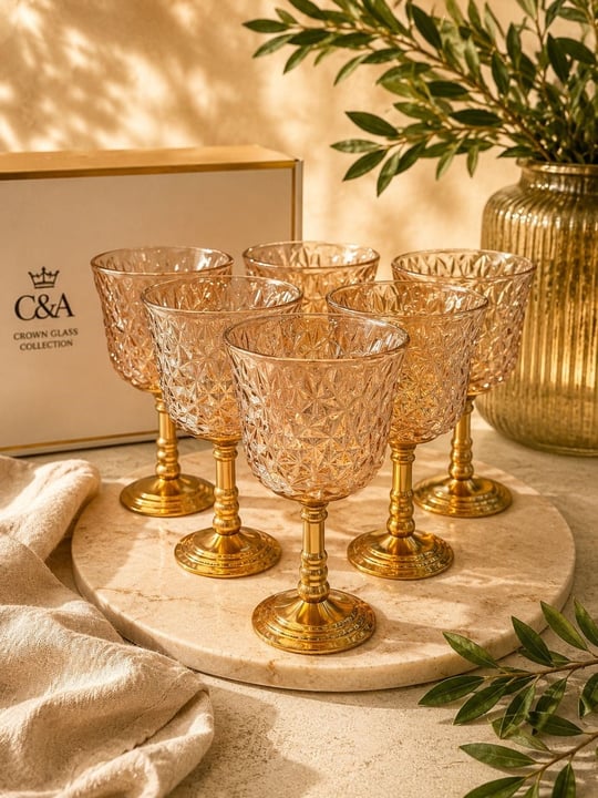6'lı Amber Viena Gold Ayaklı Kahve Yanı Bardağı