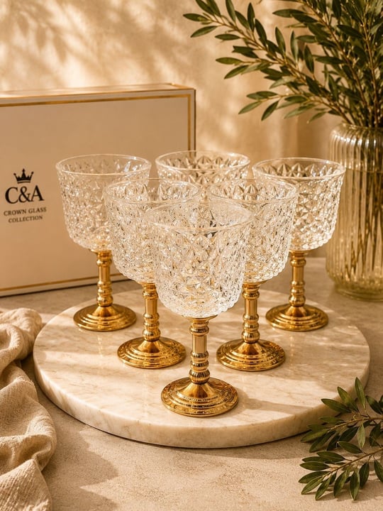 6'lı Amber Viena Gold Ayaklı Kahve Yanı Bardağı