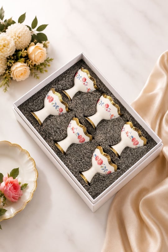 6lı Ayaklı Porselen Tek Kişilik Lokumluk/ Drajelik Pink