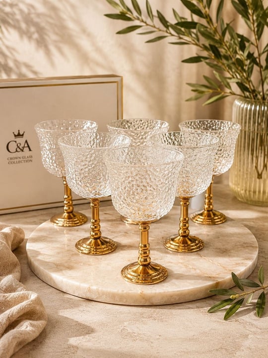 6'lı Clear Aurea Gold Ayaklı Kahve Yanı Bardağı
