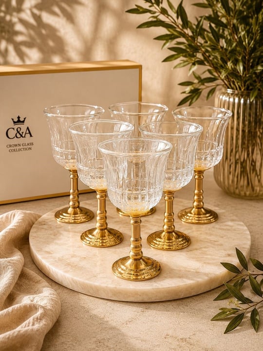 6'lı Clear Elora Gold Ayaklı Kahve Yanı Bardağı
