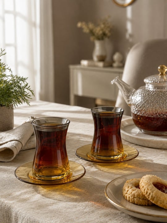 6'lı Heybeli Çay Bardağı Seti