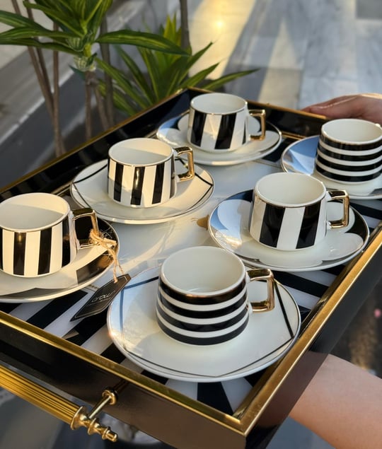 6'lı Porselen Black Royal Kahve Fincanı