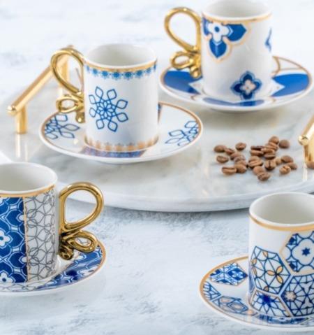 6'lı Porselen Blue Sky Kahve Fincanı - 90 ml