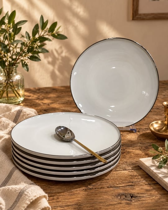 6lı Porselen Dali Platin Pasta Tabağı