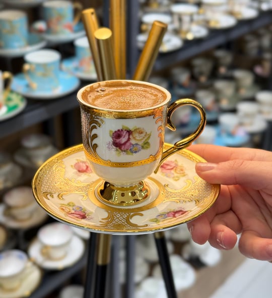 6'lı Porselen  Golden Rose Kahve Fincan Takımı