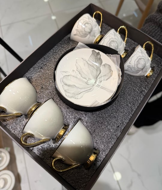 6'lı Porselen Grigio Kahve Fincanı