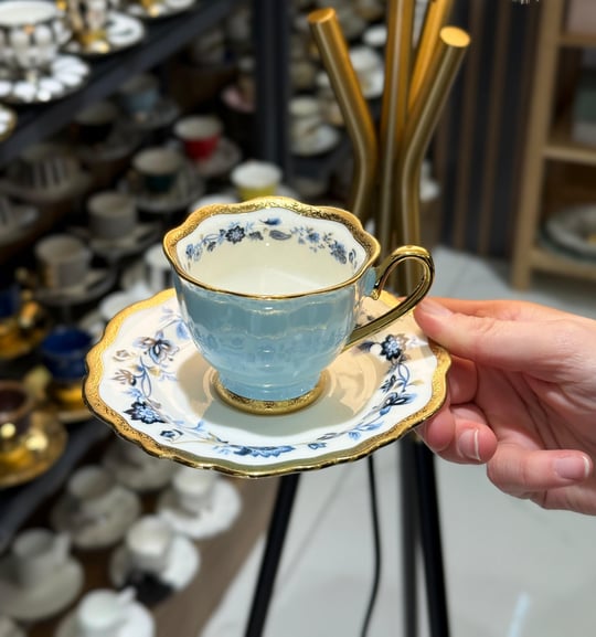 6'lı Porselen Nicole Premium Kahve Fincanı Blue