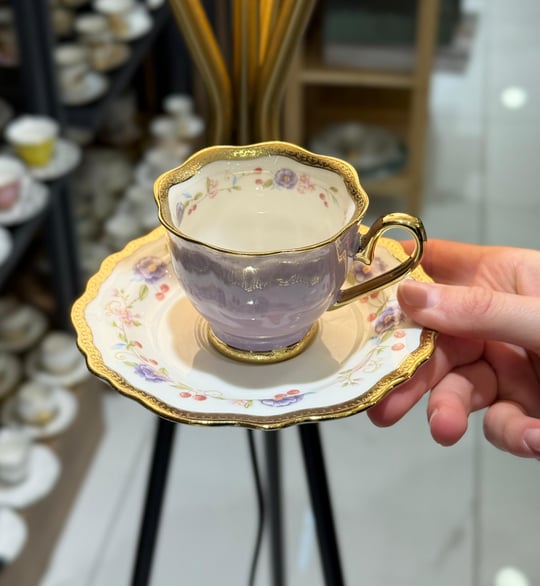 6'lı Porselen Nicole Premium Kahve Fincanı Purple