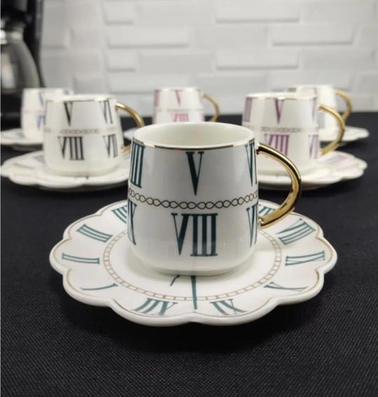 6'lı Porselen Time Figure Kahve Fincanı - 90 ml