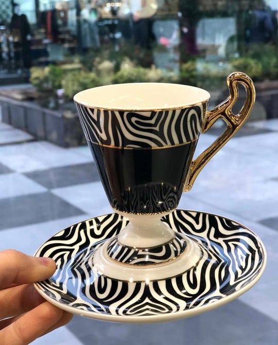 6'lı Siyah Zebra Kahve Fincanı