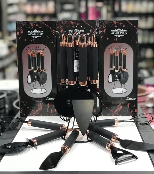 6'lı Stantlı Titanyum Çelik Mutfak El Aletleri