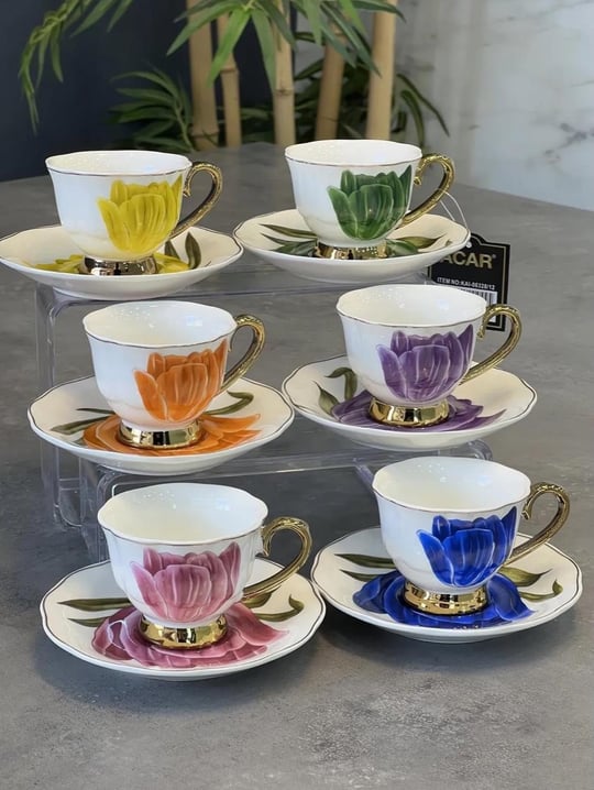 6'lı Tiffany Porselen Kahve Fincanı