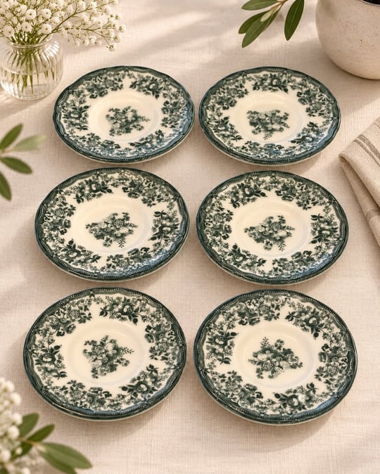 6'lı Velour Green Çay Tabağı 