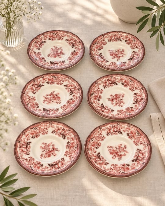 6'lı Velour Maroon Çay Tabağı 