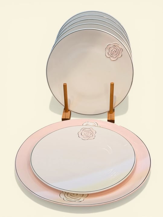 7'lı Rosaria Pink Tatlı Tabağı Seti