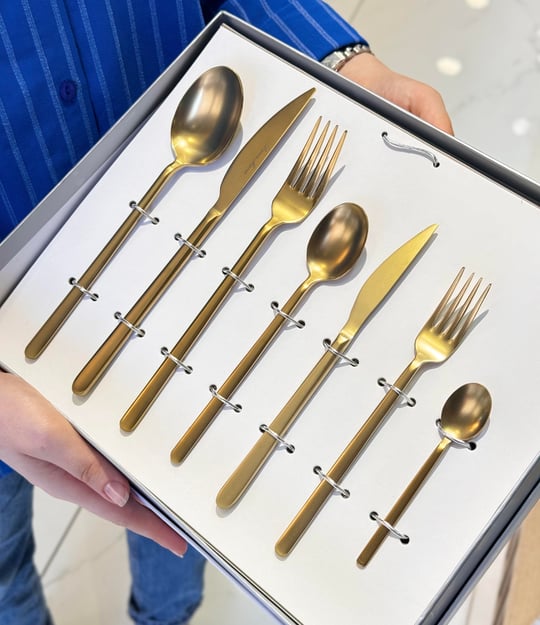 84 Parça 12 Kişilik Allegra Çatal Kaşık Bıçak Çkb Seti Mat Gold