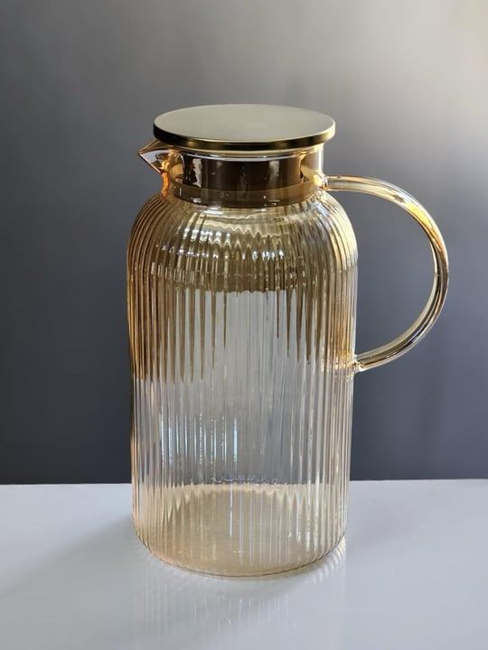 Astana Metal Kapaklı Gold Cam Sürahi - 1800ml