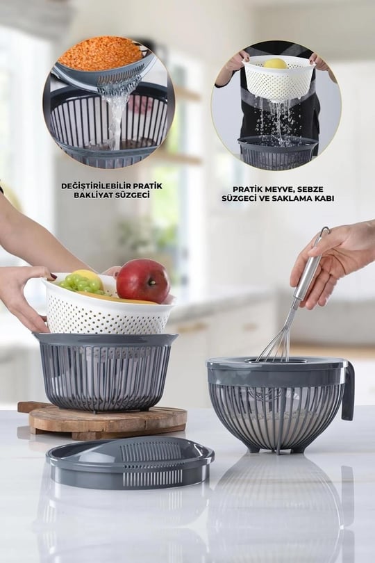 Beater 6 Parça Süzgeçli Karıştırma Ve Saklama Kabı 