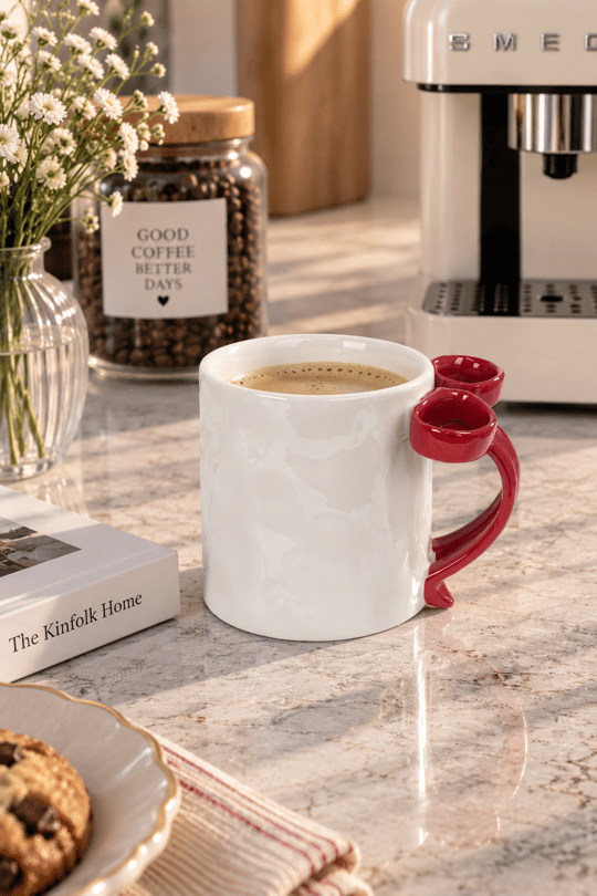 Bowi Lüsterli Kırmızı Porselen Kupa 350  ML