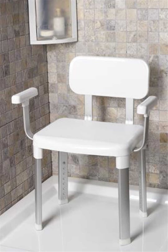 Cappadocia Paslanmaz Alüminyum Sırt ve Kol Destekli Yaşlı Engelli Banyo Sandalyesi (130 KG Kapasite)
