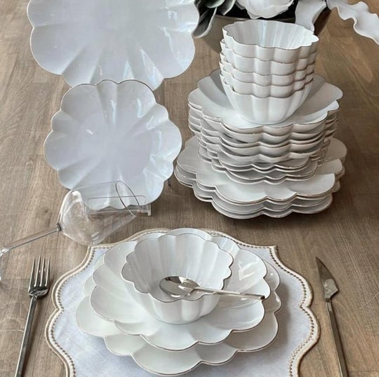 Daisy 6 Kişilik 24 Parça Porselen Yemek Takımı Gümüş