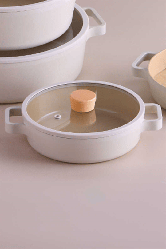 Fika Cam Kapaklı Seramik Kaplama Sahan 22 CM - Bej