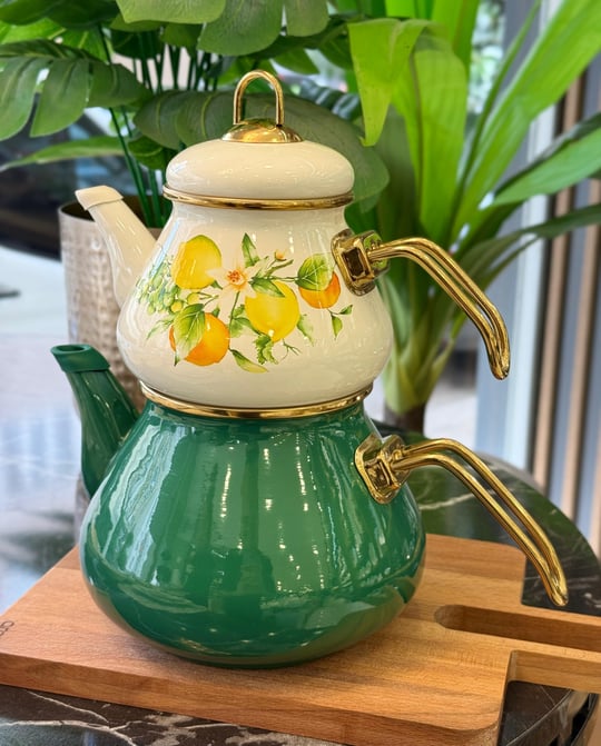 Green Lemoon Emaye Çaydanlık