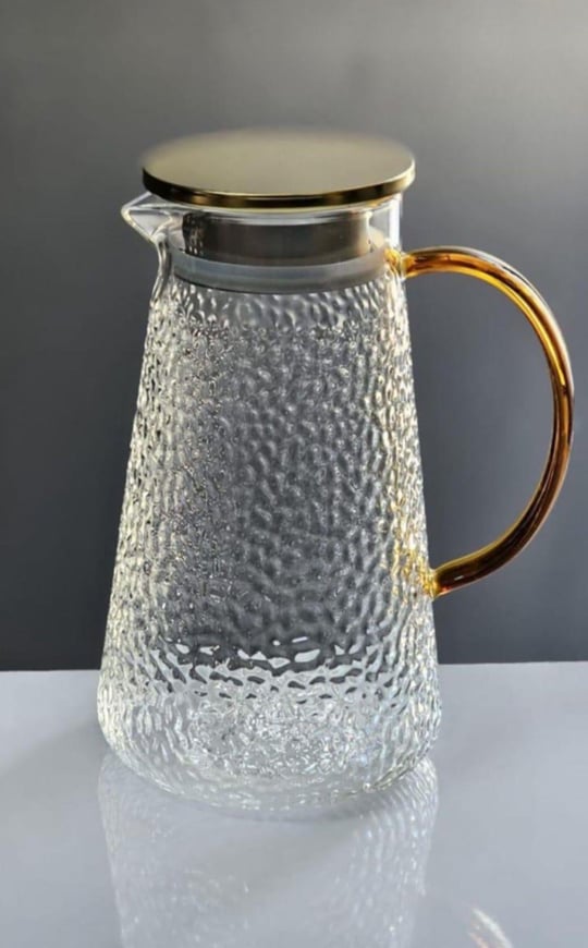 Kapital Metal Kapaklı Gold Cam Sürahi - 1800ml