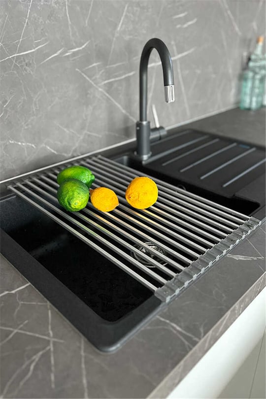 Lavabo Üstü Katlanabilen Paslanmaz Alüminyum Nihale Bulaşıklık - Gri