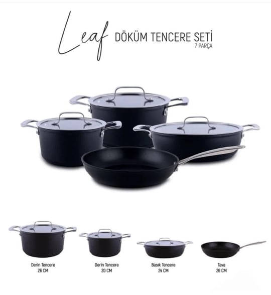 Leaf 7 Parça Döküm Tencere Seti