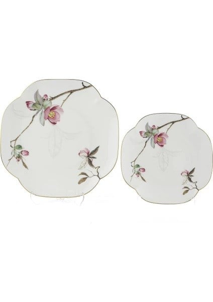 Mikasa Moor Peachy 4 Parça 2'Li Pasta 19 Cm Ve Servis Tabağı 25 Cm Seti